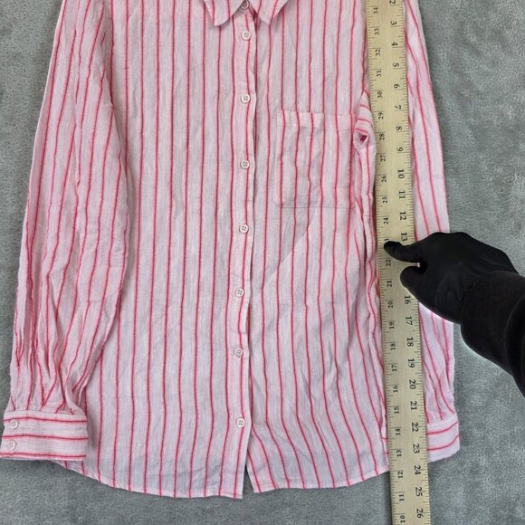 Maison 123 Paris Shirt Womens FR 40 Pink White Striped Button Down Long Sleeve - Picture 4 of 8